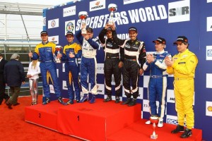 Il podio di gara 1 del GTSprint a Monza.