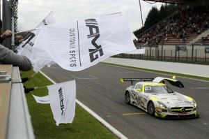 L'arrivo vittorioso della Mercede SLS AMG GT3.