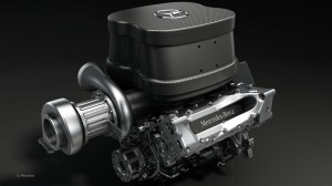 Il V6 di 1.6 litri turbo della Mercedes per la stagione 2014.