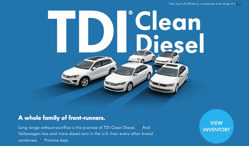 Pagina pubblicitaria della Volkswagen su un giornale Usa.