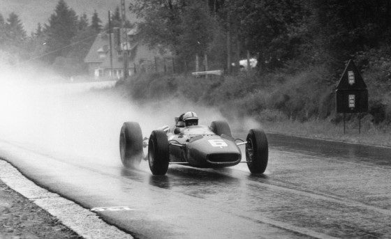 29th May 1966: British racing driver John Surtees wins the 1966 Belgian Grand Prix in his works-entered V12 Ferrari. (Photo by Victor Blackman/Express/Getty Images)