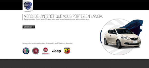Homepage sito belga di Lancia